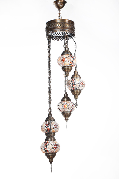 5in1 Antique Mosaic Helezon Chandelier